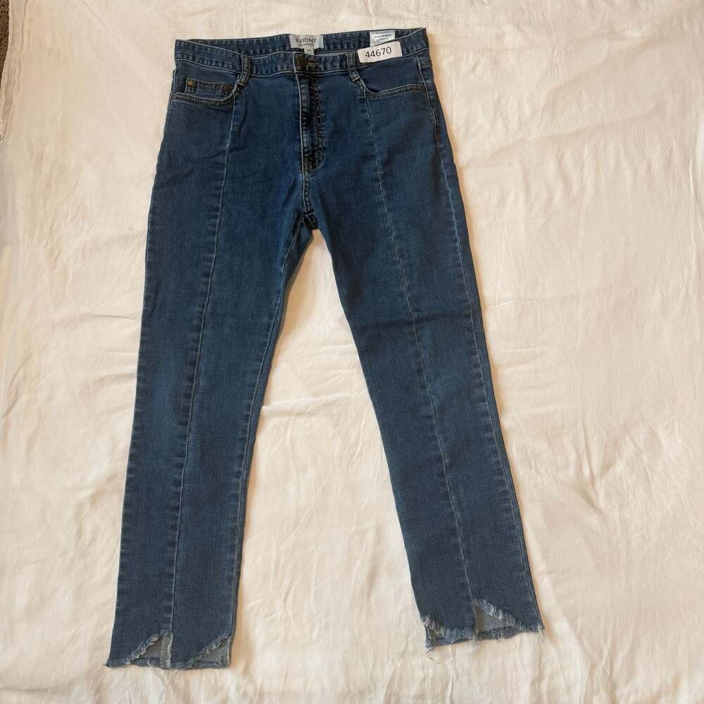 EVIDNT Los Angeles Medium Wash High Rise Raw Hem Straight Leg Jeans